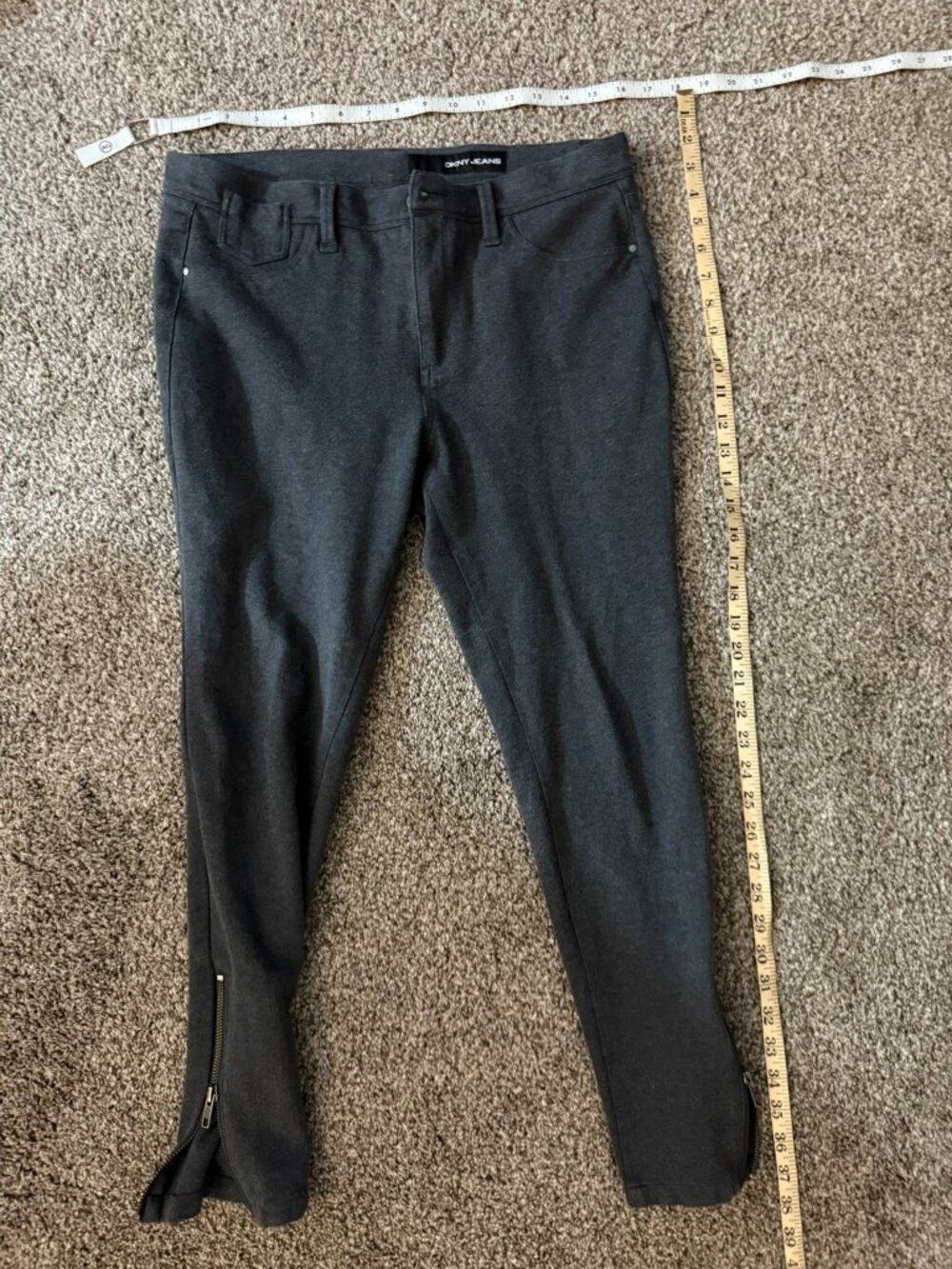 DKNY Jeans Womens 8 Charcoal Grey Ankle Zip Stretch Skinny Pants Jeggings
